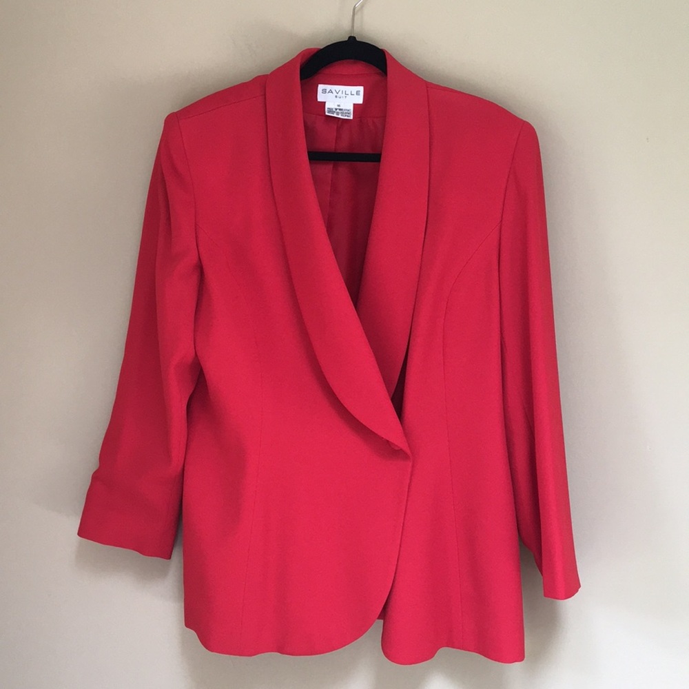 Saville Vintage Red Suit Blazer/Skirt Sz 16 - Picture 1 of 11